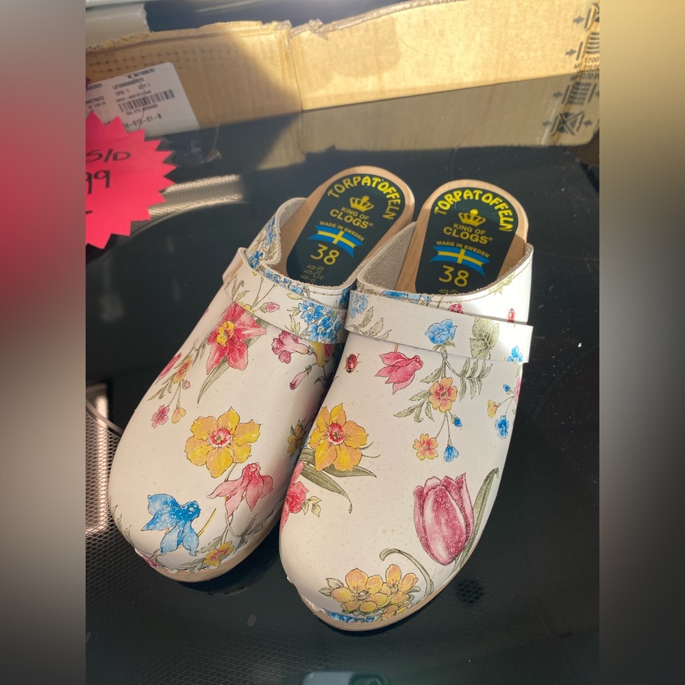 Hagatoffel, clog - with flowers